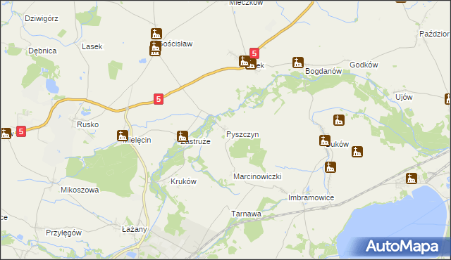 mapa Pyszczyn gmina Żarów, Pyszczyn gmina Żarów na mapie Targeo