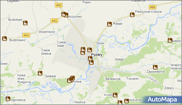 mapa Pyzdry, Pyzdry na mapie Targeo