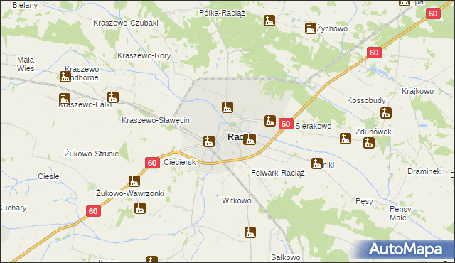 mapa Raciąż powiat płoński, Raciąż powiat płoński na mapie Targeo