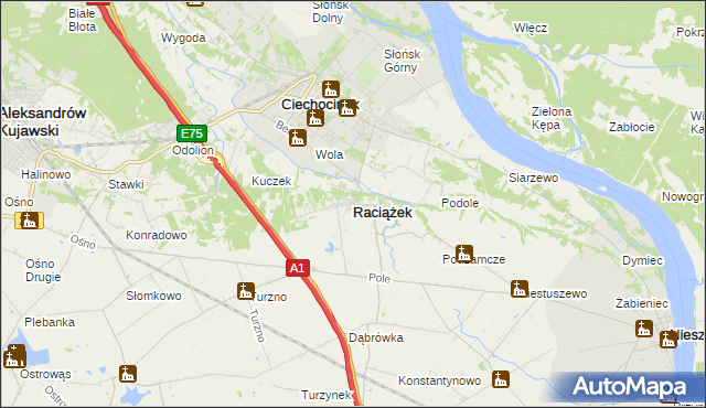 mapa Raciążek, Raciążek na mapie Targeo