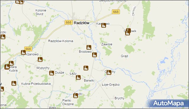 mapa Racibory gmina Radziłów, Racibory gmina Radziłów na mapie Targeo