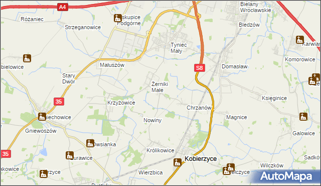 mapa Racławice Wielkie, Racławice Wielkie na mapie Targeo