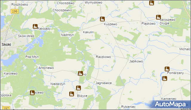 mapa Raczkowo, Raczkowo na mapie Targeo