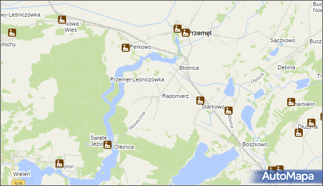 mapa Radomierz gmina Przemęt, Radomierz gmina Przemęt na mapie Targeo