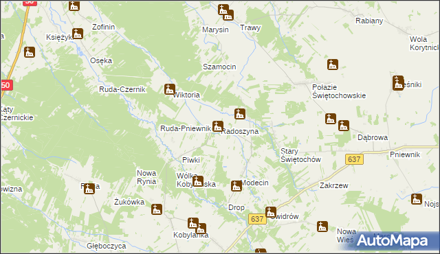 mapa Radoszyna, Radoszyna na mapie Targeo