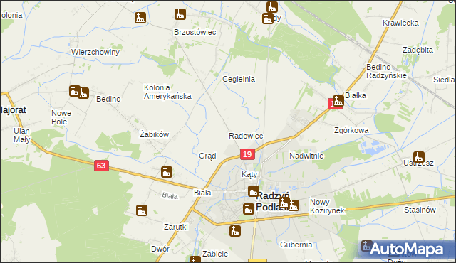 mapa Radowiec, Radowiec na mapie Targeo