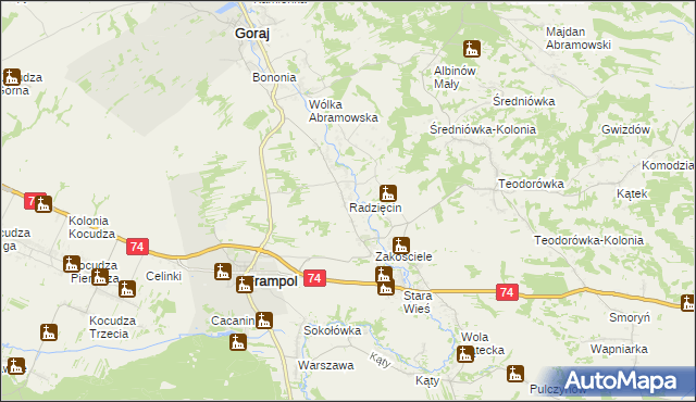 mapa Radzięcin, Radzięcin na mapie Targeo