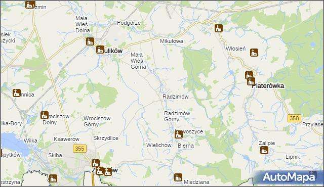 mapa Radzimów, Radzimów na mapie Targeo