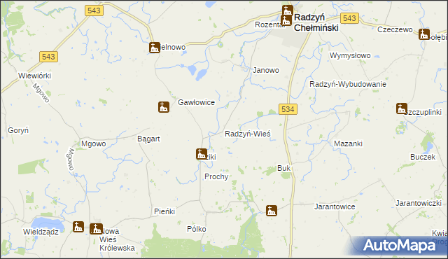 mapa Radzyń-Wieś, Radzyń-Wieś na mapie Targeo