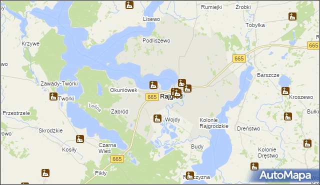 mapa Rajgród powiat grajewski, Rajgród powiat grajewski na mapie Targeo