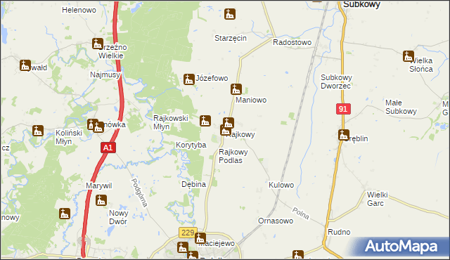 mapa Rajkowy, Rajkowy na mapie Targeo