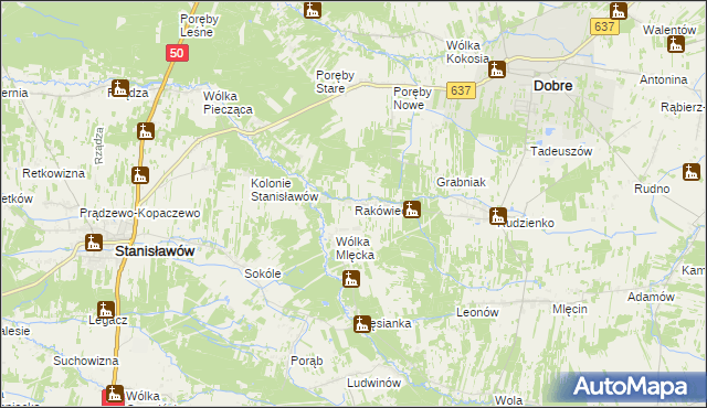 mapa Rakówiec, Rakówiec na mapie Targeo