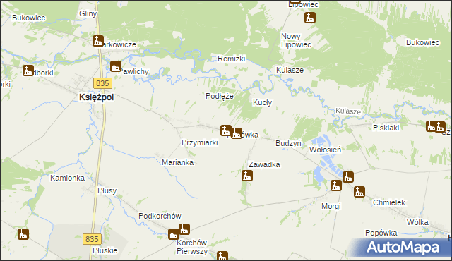 mapa Rakówka gmina Księżpol, Rakówka gmina Księżpol na mapie Targeo