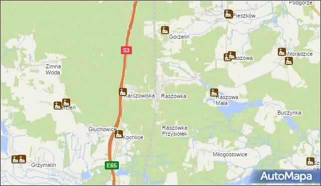 mapa Raszówka, Raszówka na mapie Targeo