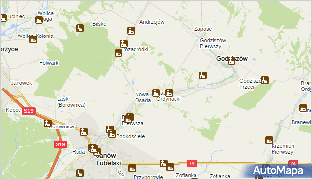 mapa Rataj Ordynacki, Rataj Ordynacki na mapie Targeo