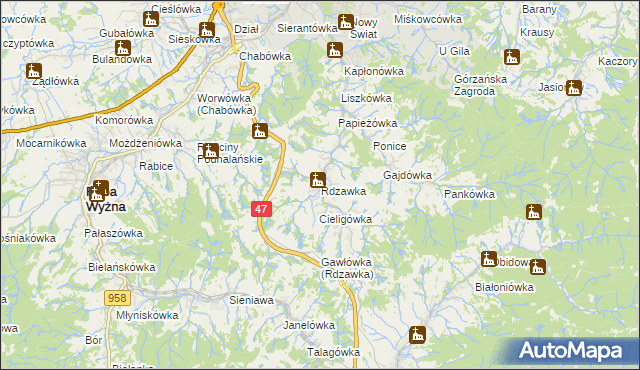 mapa Rdzawka, Rdzawka na mapie Targeo