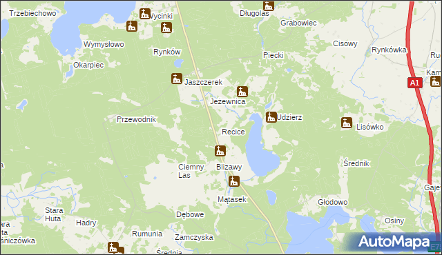 mapa Recice, Recice na mapie Targeo