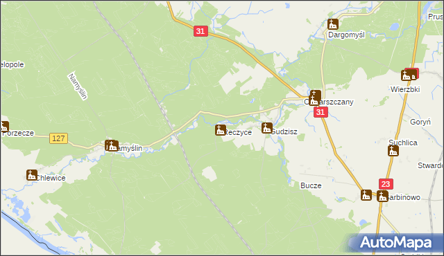 mapa Reczyce gmina Boleszkowice, Reczyce gmina Boleszkowice na mapie Targeo