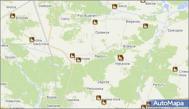 mapa Rędziny gmina Szczekociny, Rędziny gmina Szczekociny na mapie Targeo