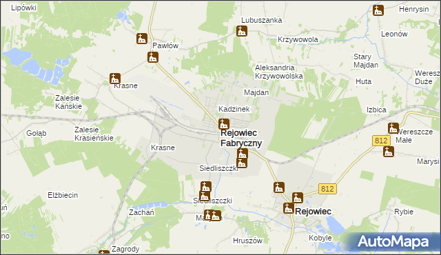 mapa Rejowiec Fabryczny, Rejowiec Fabryczny na mapie Targeo
