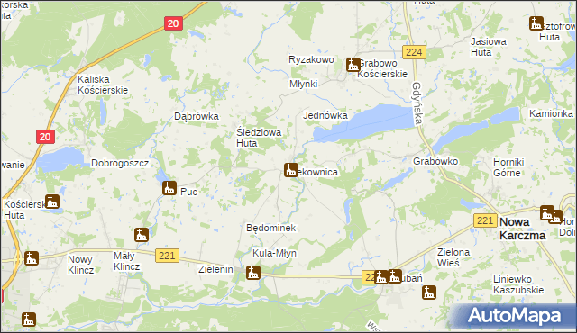 mapa Rekownica gmina Nowa Karczma, Rekownica gmina Nowa Karczma na mapie Targeo