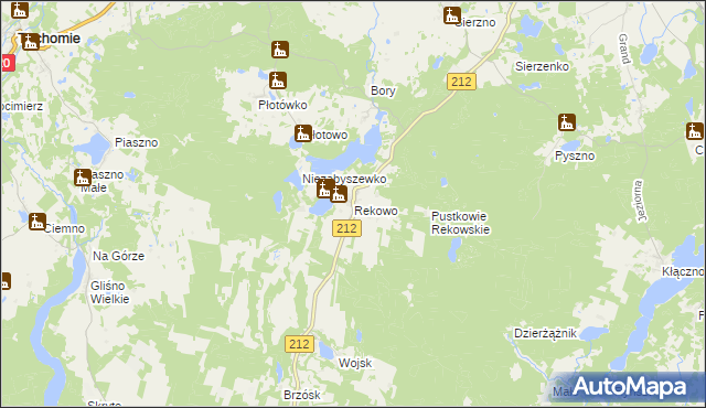 mapa Rekowo gmina Bytów, Rekowo gmina Bytów na mapie Targeo