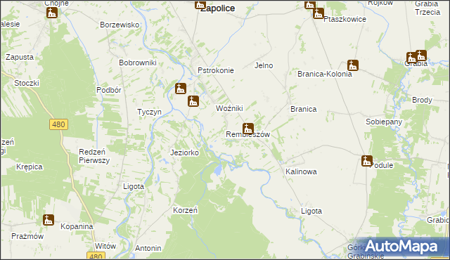 mapa Rembieszów, Rembieszów na mapie Targeo