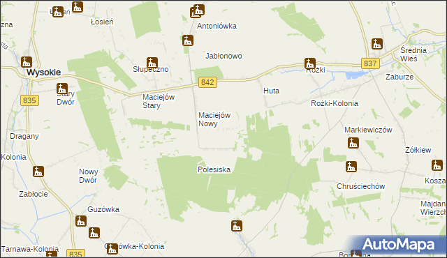 mapa Rezerwa, Rezerwa na mapie Targeo