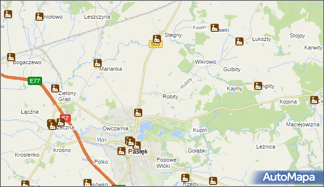 mapa Robity gmina Pasłęk, Robity gmina Pasłęk na mapie Targeo