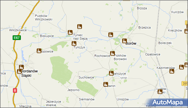 mapa Rochowice, Rochowice na mapie Targeo