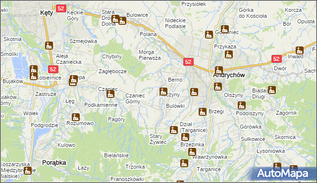 mapa Roczyny, Roczyny na mapie Targeo