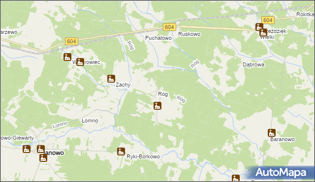 mapa Róg gmina Janowo, Róg gmina Janowo na mapie Targeo