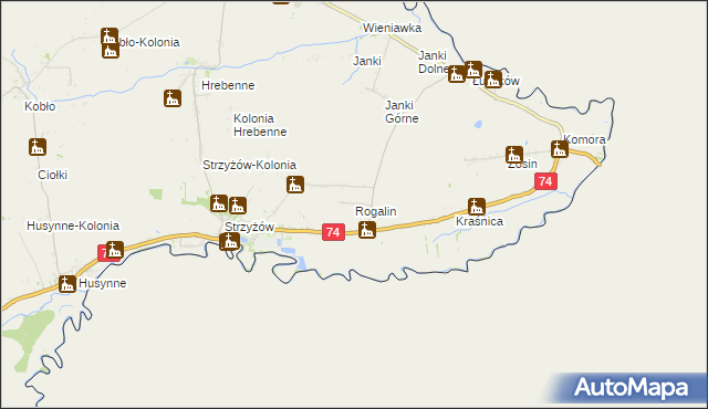 mapa Rogalin gmina Horodło, Rogalin gmina Horodło na mapie Targeo