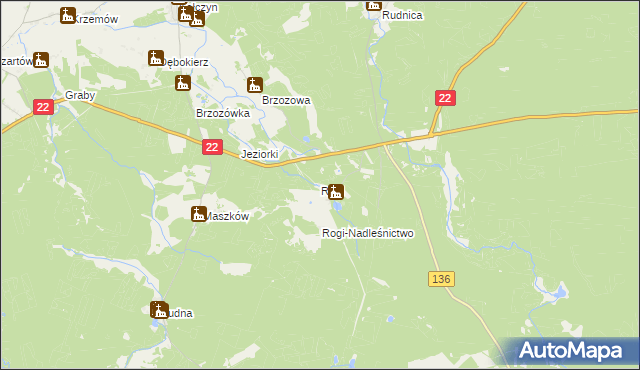 mapa Rogi gmina Lubniewice, Rogi gmina Lubniewice na mapie Targeo