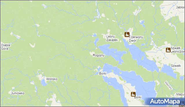 mapa Rogojny gmina Kowale Oleckie, Rogojny gmina Kowale Oleckie na mapie Targeo