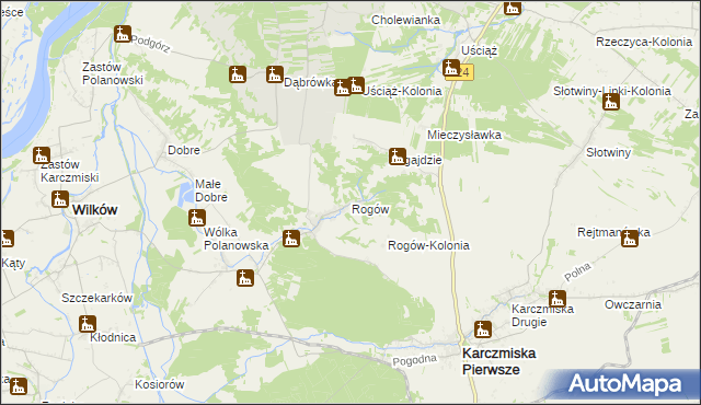 mapa Rogów gmina Wilków, Rogów gmina Wilków na mapie Targeo