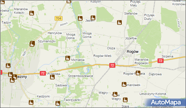 mapa Rogów-Wieś, Rogów-Wieś na mapie Targeo