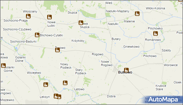 mapa Rogowo gmina Bulkowo, Rogowo gmina Bulkowo na mapie Targeo