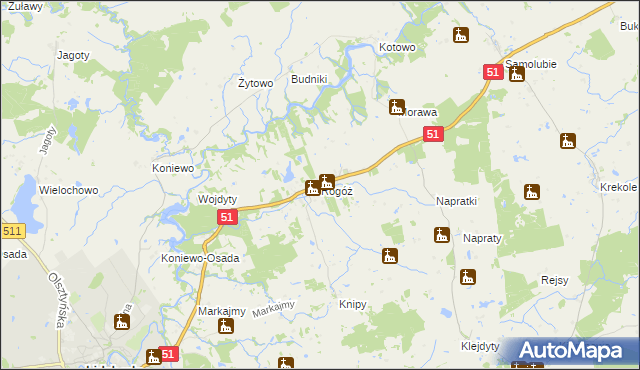 mapa Rogóż gmina Lidzbark Warmiński, Rogóż gmina Lidzbark Warmiński na mapie Targeo