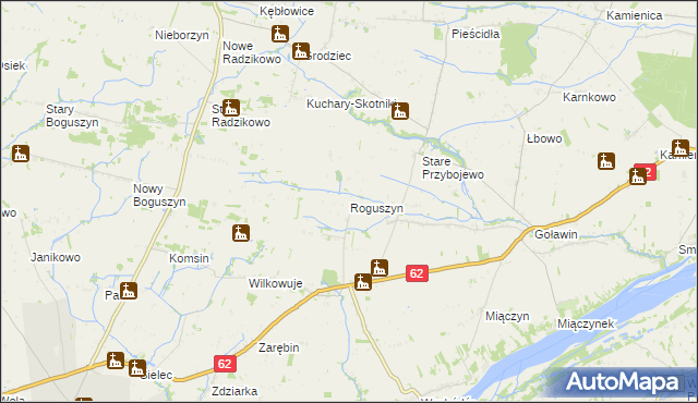 mapa Roguszyn gmina Czerwińsk nad Wisłą, Roguszyn gmina Czerwińsk nad Wisłą na mapie Targeo