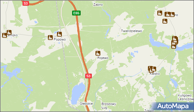 mapa Rojewo gmina Międzyrzecz, Rojewo gmina Międzyrzecz na mapie Targeo