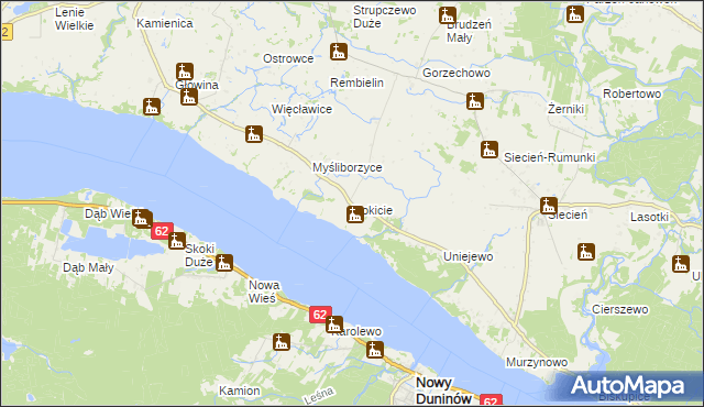 mapa Rokicie gmina Brudzeń Duży, Rokicie gmina Brudzeń Duży na mapie Targeo