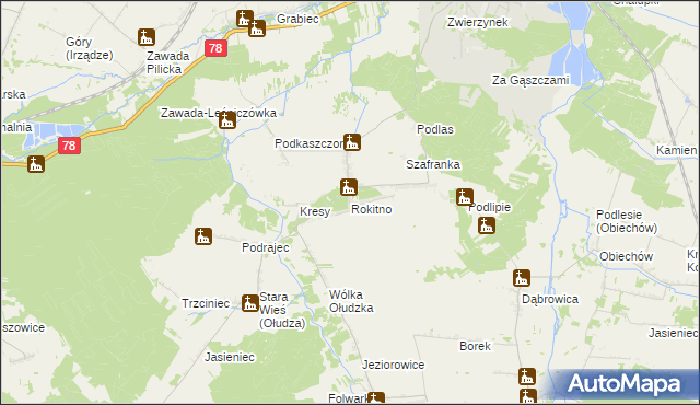 mapa Rokitno gmina Szczekociny, Rokitno gmina Szczekociny na mapie Targeo