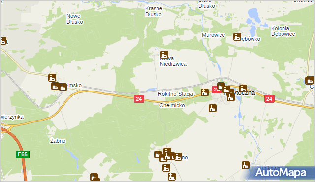 mapa Rokitno-Stacja, Rokitno-Stacja na mapie Targeo