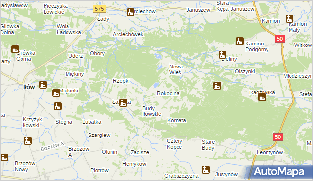 mapa Rokocina, Rokocina na mapie Targeo