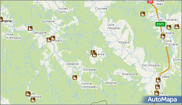 mapa Ropianka, Ropianka na mapie Targeo