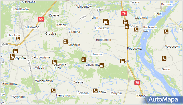 mapa Rososz gmina Chynów, Rososz gmina Chynów na mapie Targeo