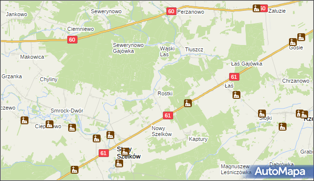 mapa Rostki gmina Szelków, Rostki gmina Szelków na mapie Targeo