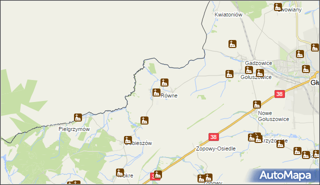 mapa Równe gmina Głubczyce, Równe gmina Głubczyce na mapie Targeo