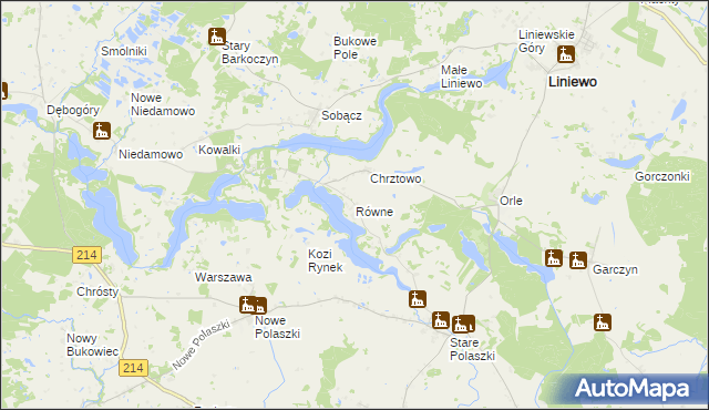 mapa Równe gmina Liniewo, Równe gmina Liniewo na mapie Targeo